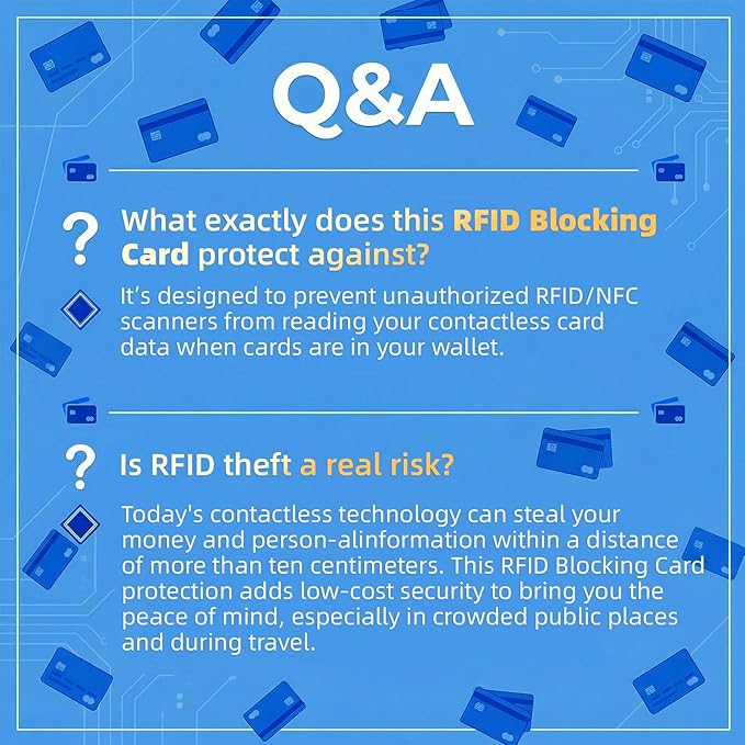 RFID Blocking Card, Slim Contactless NFC Debit Credit Card Protector for Wallets,Safe Card RFID Cards Blocker, Anti-Theft for Credit Card Passort ID Card, Travle Accessories for Men & Women (8)