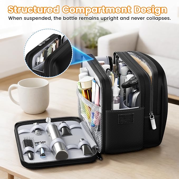 Toiletry Bag for Men, Water-Resistant Mens Toiletry Travel Bag & Tactical Shower Bag, Toiletries Travel Bag Storage for Grooming Accessories, Toiletry Bags for Travel Gym Dorm