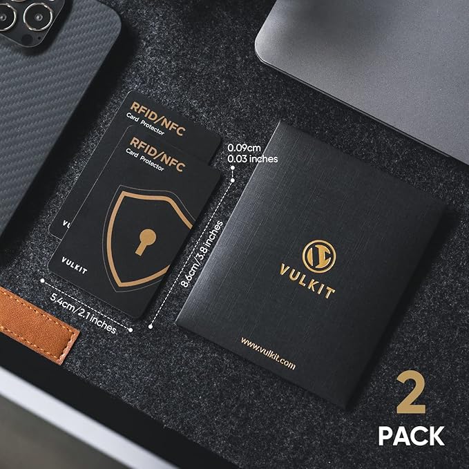 VULKIT RFID Blocking Cards 2 Pack Credit Card Protectors NFC Contactless Cards Protection for Business & Travel Wallet