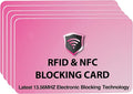 SaiTech IT 5 Pack RFID Blocking Cards Protect Your Entire Wallet, Purse, and Cards from NFC Contactless Theft Wallet for Men & Women - Pink