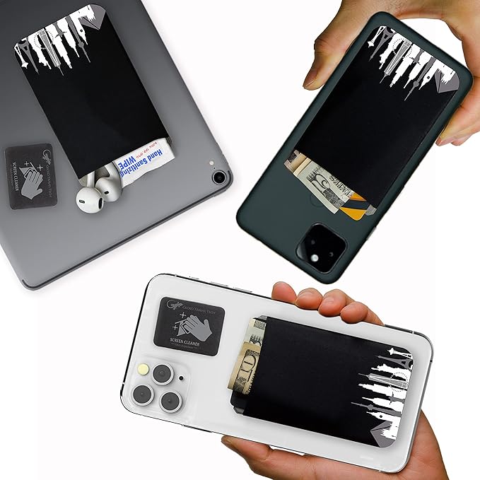 Phone Wallet - Adhesive Card Holder - Cell Phone Pouch - Stick on Lycra Pocket by Gecko - Carry Credit Cards and Cash