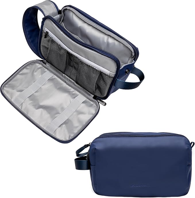 Carrywell (Not Made In China) Toiletry Bag For Men, Shaving Kit, Travel Organizer Dopp Kit, Interior Compartments and Pockets For Toiletries and Accessories, Blue