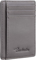 Travelambo Front Pocket Minimalist Leather Slim Wallet RFID Blocking Medium Size