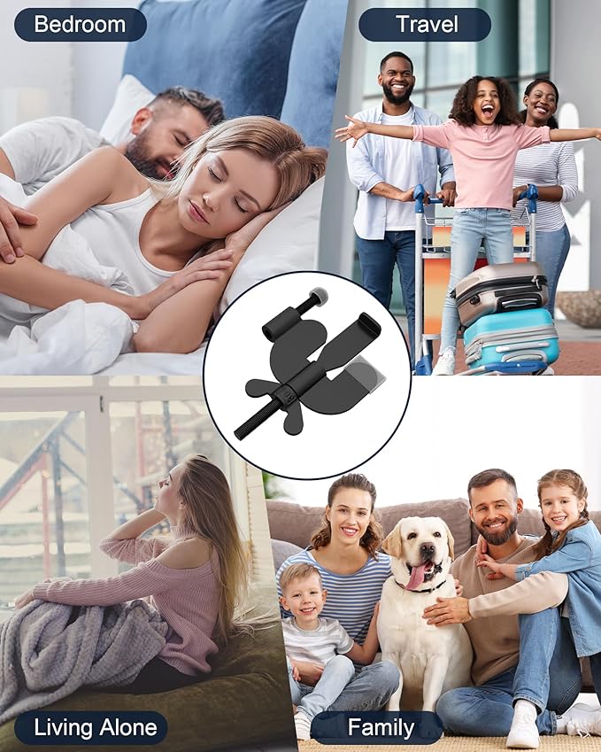 Upgraded Portable Door Lock Home Security Hotel Door Locks for Travelers with Protective Silicone Caps, Travel Lock for Hotel Door Toolless Installation - Ideal for Travel Hotel Home Apartment, Black