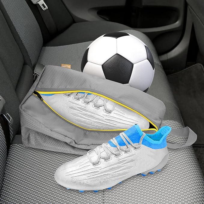 SelfTek Smell Proof Shoe Bags for Travel - Odor-Absorbing Cleat Bags for Sports, Water-Resistant Travel Shoe Organizer with Active Carbon Fabric, Lightweight Shoe Storage for Gym, G-olf, Cleats