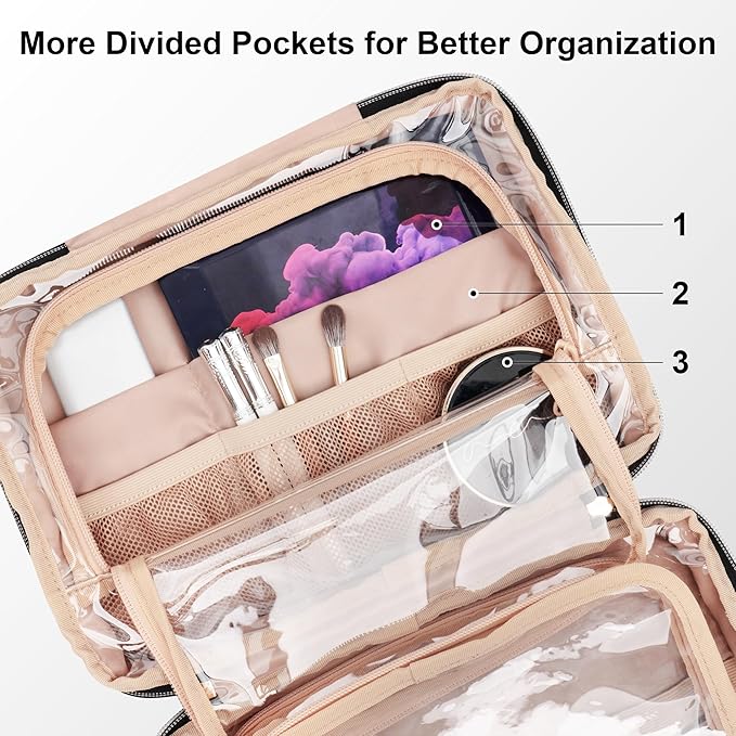 Everfun Hanging Toiletry Bag for Travel, 11x7.75x4.5 inch Medium Capacity Cosmetic Organizer with Leakproof Wet/Dry Compartment, Waterproof Dopp Kit Toiletries Bag for Women Black