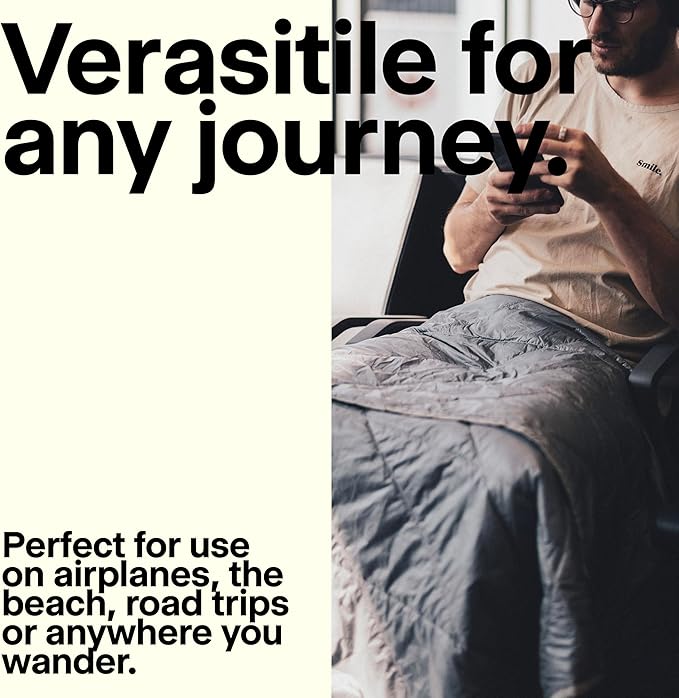 Gravel Layover Travel Blanket – Ultra-Light Compact Blanket for Camping and Outdoor Adventures - Down Alternative Portable Travel Blanket for Layovers & Road Trips (Blue)