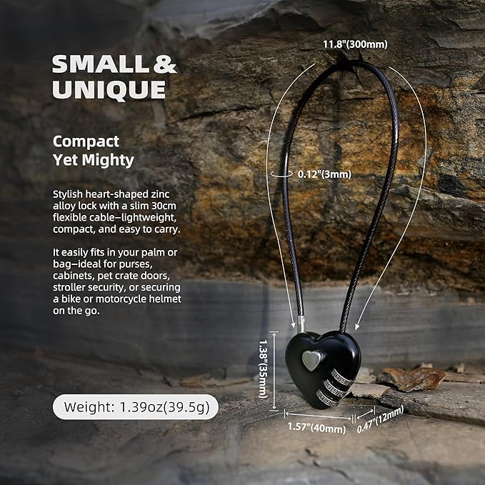 3 Digit Combination Lock Cable 1 ft, Combo Long Cable Lock with Code, Thin Wire Small Padlock Combination, for Travel Luggage, Backpack, Cabinet, Fridge Door, Bike Motorcycle Helmet