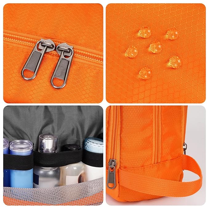 Toiletry Bag for Men Hanging Dopp Kit Water Resistant Shaving Bag Small Toiletry Bag for Traveling (Pure Orange)