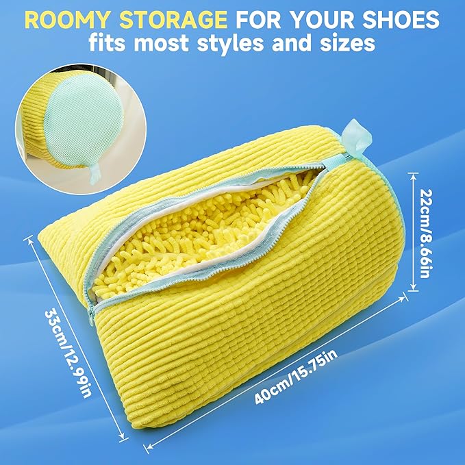 ShoeShaped Shoe Washing Machine Bag for Washer and Dryer, 2Pack, Reusable Laundry Shoe Bag, Shoe Cleaning Bags for Sneakers, Tennis and Various Shoes Types With Self-locking Zipper