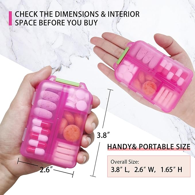 iouwei Large Pill Organizer with Medicine Labels - 7 Day Travel Daily Container, Mini Medication Storage Case (Blue, 161 Labels)