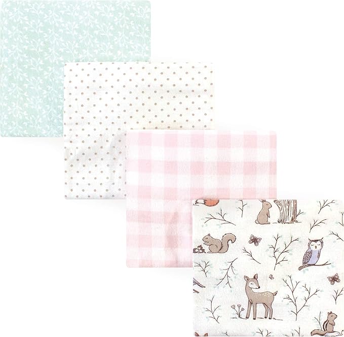 Hudson Baby Unisex Baby Cotton Flannel Receiving Blankets, Enchanted Forest, One Size