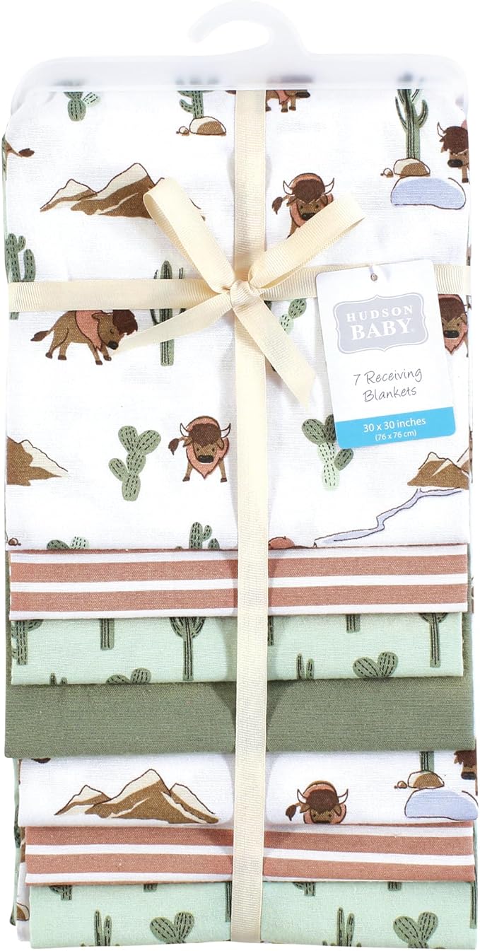 Hudson Baby Unisex Baby Cotton Flannel Receiving Blankets 7-Pack Bundle, Wilderness, One Size