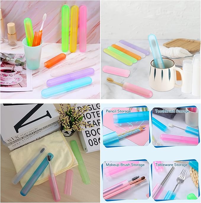 MingTa Set of Six Multicolored Travel Toothbrush Cases - Breathable, Clear & Portable Holders for Home, Travel & Camping Trips