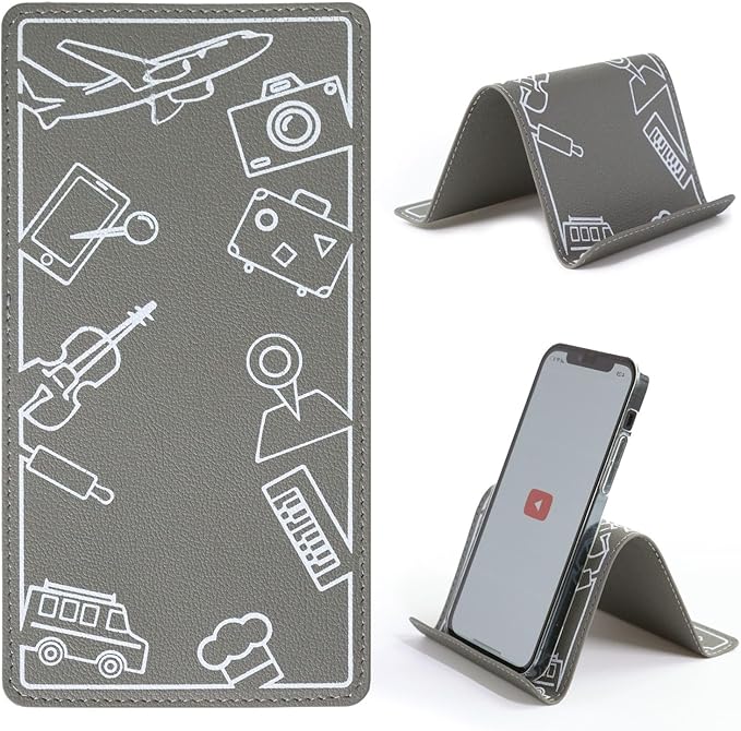 Adjustable Angle Phone Stand Tablet Holder, Sturdy Universal for All Smartphones - Foldable Portable for Desk, Travel, Home, Kitchen, Bed, Treadmill, Airplane, Gray