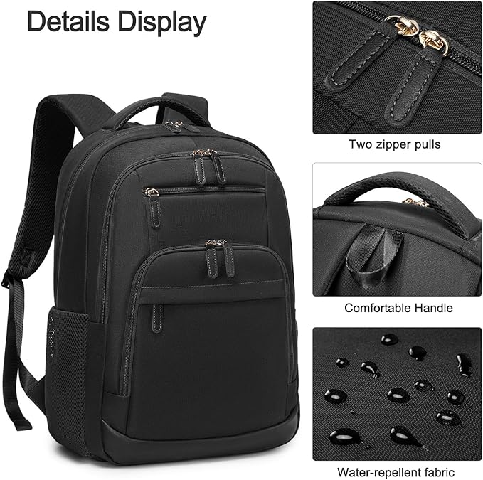 BOVIP Travel Backpack For Men Women,40L Carry On Backpack Flight Approved,TSA Personal Item Travel Bag Fits 17 Inch Laptop,Business Weekender Overnight Daypack Black