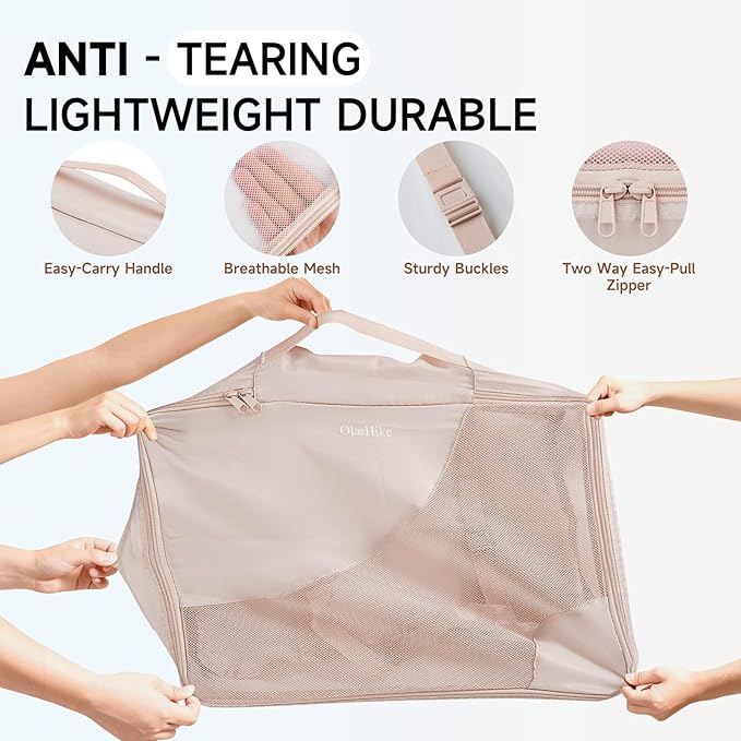 11 Set / 9 Set Packing Cubes for Travel,Gifts for Women Mom Kids,TSA Approved Bags for Makeup, Cosmetic, Toiletry, Organizers for Suitcase Carry On, Cruise Essentials Airplane Accessories, Beige
