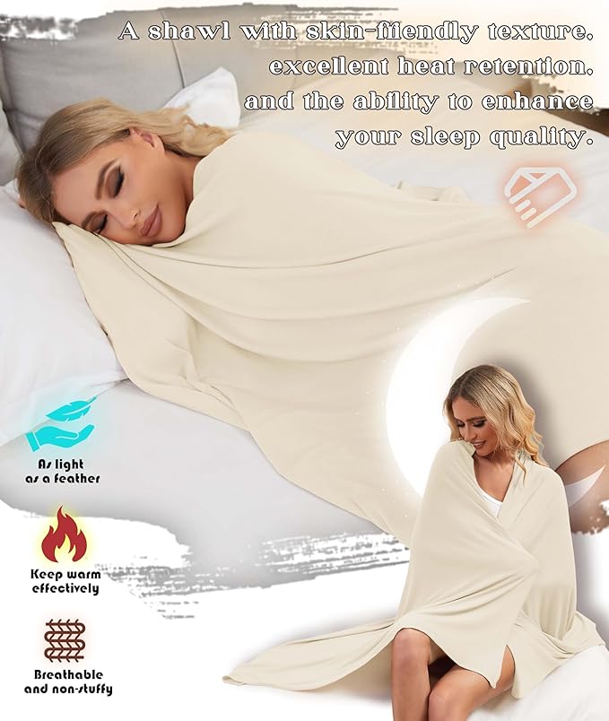 Tencel Cashmere Shawl Wraps for Women,Pashmina Stole Airplane Travel Wool Scarf Blanket Wrap Lightweight UPF 50+