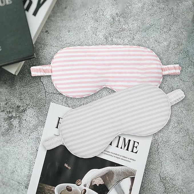 HBHLFZ Sleep Mask 2 Pack - Bamboo Viscose Fiber Sleeping Eye Mask - with Elastic Band/Headband - Comfort Sleeping Shade - for Nighttime Sleeping, Traveling & Napping（Light Pink，Silver）