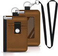 Minimalist RFID Blocking Small Wallet with ID Window,WaterResistant Zip Id Case Wallet with Lanyard Keychain for Cards,Cash,Travel,Women,Men (Brown)