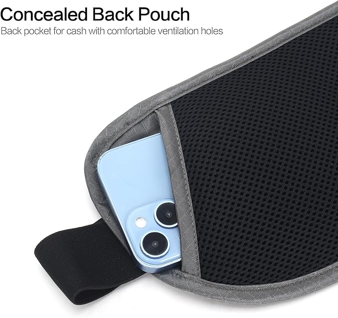 Slim Money Belt for Travel - Anti-Theft Hidden Passport Holder Waist Wallet with Secure Pouch for Cash, Credit Cards (Small Grey)