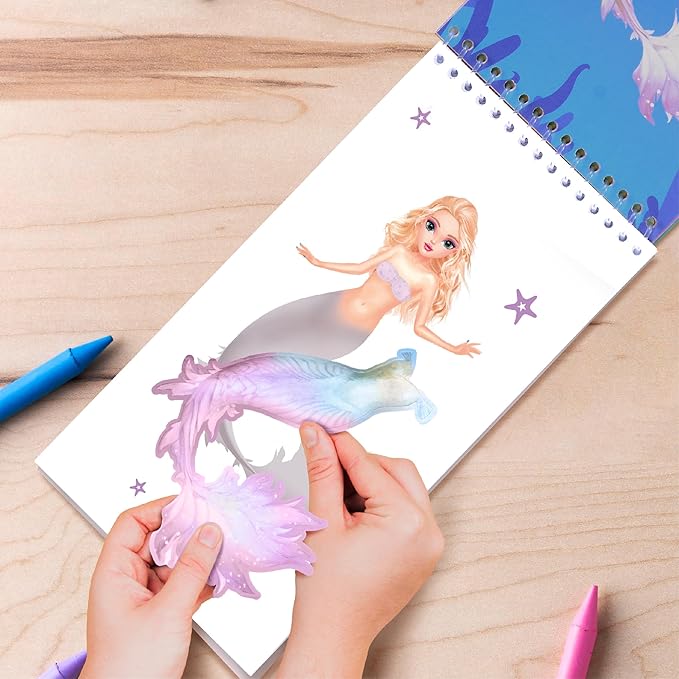 BSCOOL Sticker Dress up Mermaid - Sticker Activity Book for Kids. Learn Girls Fashion Design for Mermaid with Stickers and Guides for Kids 5 and up. Little Designer Creativity Book