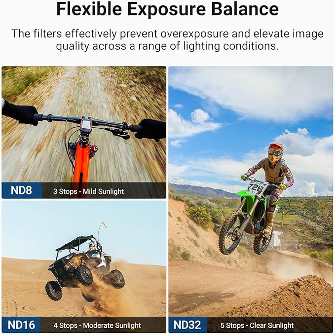 NEEWER CPL + ND Filter Set Compatible with DJI Osmo Action 6 Only, 4 Pack ND8/16/32 Adjustable Circular Polarizing Polarizer Snap On Multicoated HD Action Camera Photography Accessories, FL-B1