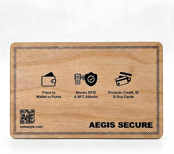 RFID Blocking Card – Active NFC Contactless Credit & Debit Card Protector, Anti-Theft RFID Blocker for Entire Wallet, ID & Passport Protection, Premium Slim Card Fits Wallet & Purse (Wood)