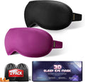 Weighted Sleeping Mask for Women Men 2 Pack 3D Contoured Eye Masks for Sleep (Black,Purple)