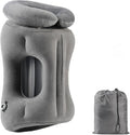 2-in-1 Magnetic Design Inflatable Travel Pillow, Ergonomic Neck Support Airplane Pillow for Flying, Compact Camping Pillow with Storage Bag for Home Nap & Car Travel (Grey)