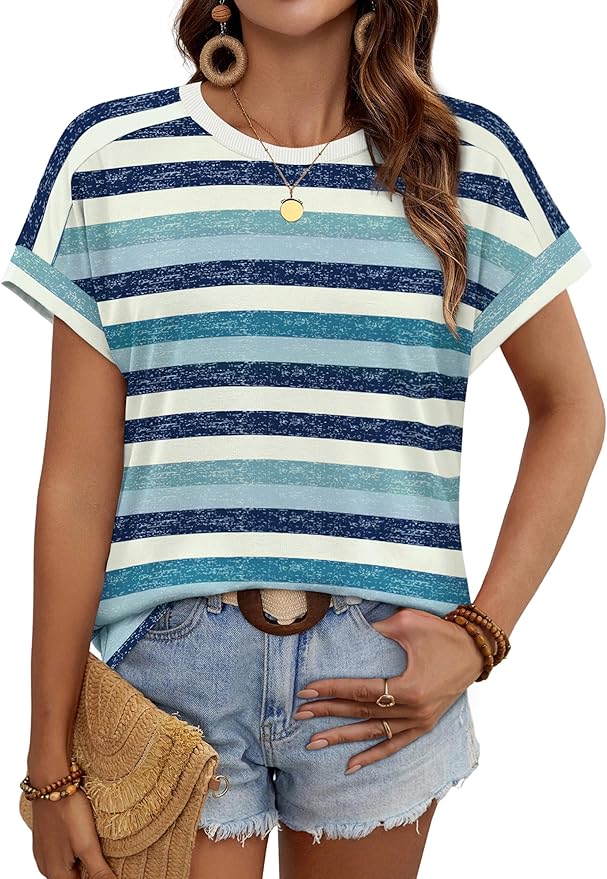 WIHOLL Womens Tops Short Sleeve Shirts Summer Outfits 2026 Spring Dressy Casual Clothes Clothing