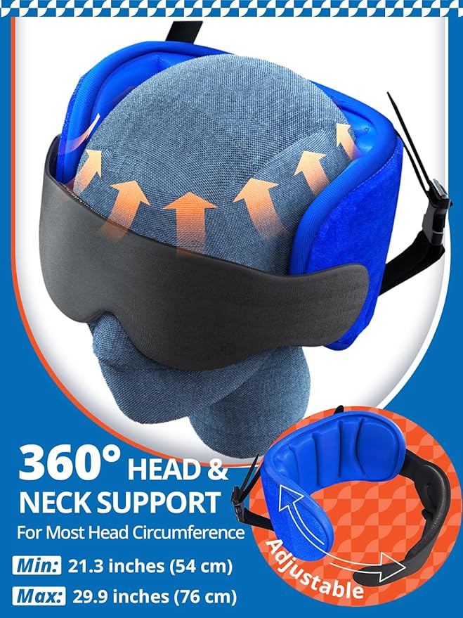 SARISUN Travel Pillow for Airplanes, Airplane Pillow with Eye Mask, Travel Pillows for Long Flight Sleeping, Travel Neck Pillows for Road Trip Car Headrest, Stop Bobble Head Neck Pain, Dark Grey