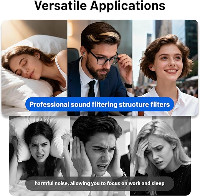 Ear Plugs for Sleeping 32dB Noise Reduction EarPlugs for Noise Cancelling & Sleep, Reusable Travel, Work, Focus & Concert, Ultra Soft with 4 Pairs of Ear Tips & a Portable Case