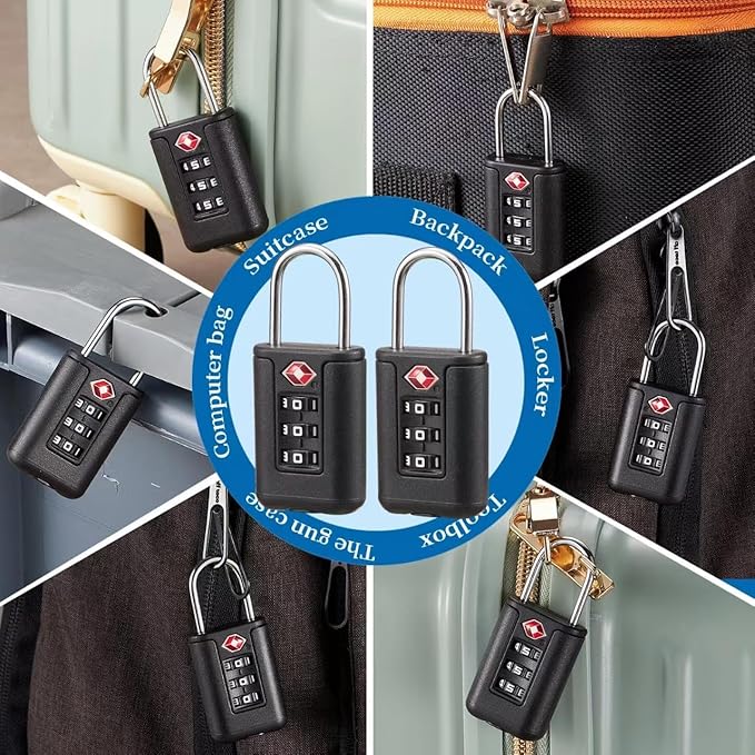 TSA Approved Luggage Locks - Combo Locks with Code (Black)