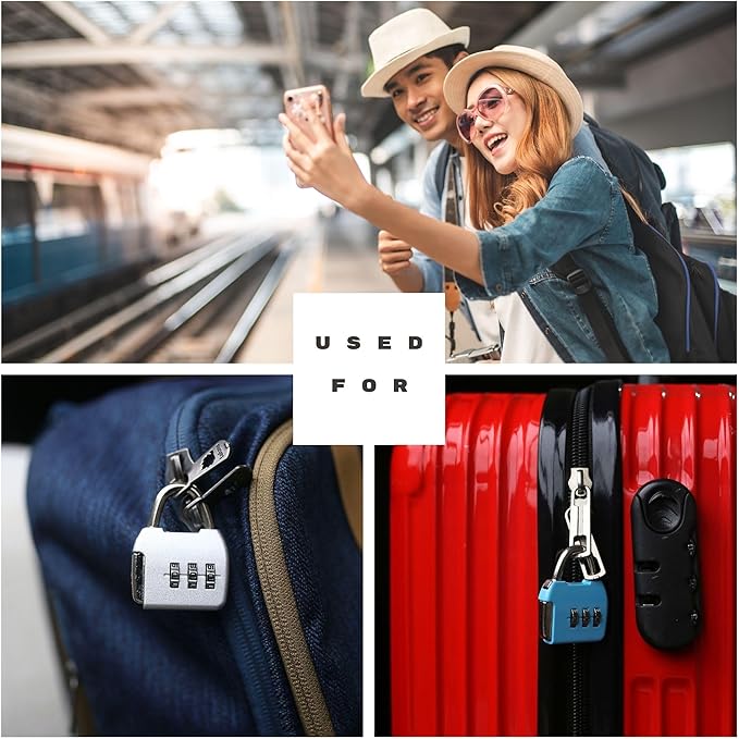 Small Combination Padlock, 3-Digit Combination Locks, Travel Luggage Lock with Code, Mini Combo Lock for Suitcase, Locker, Bag, Box, Backpack Zipper, Diary (Black+Pink, 2-Pack)