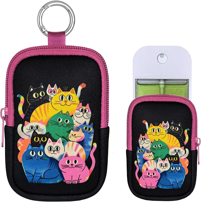Neoprene Hand Sanitizer Holder Compatible with Touchland, Shockproof Protective Sleeve with Zipper & Snap Hook, Travel Case