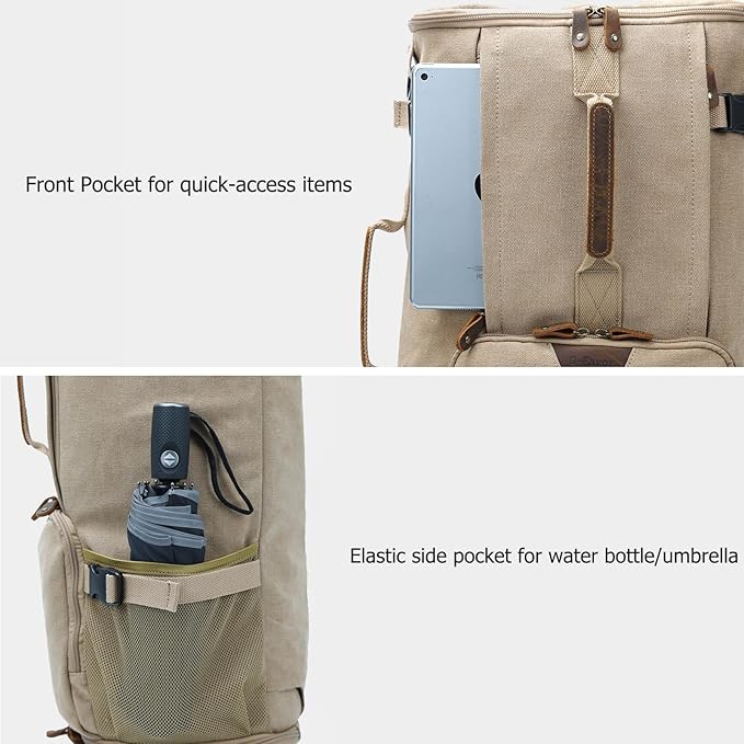 G-FAVOR 40L Travel Backpack, Vintage Canvas Rucksack Convertible Duffel Bag Carry On Backpack Fit for 17.3 Inch Laptop Bag