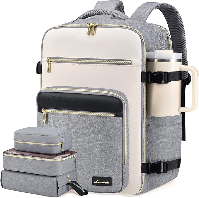 LOVEVOOK Travel Backpack For Women,50L Carry On Backpack Flight Approved,TSA Personal Item Travel Bag Fits 18 Inch Laptop,Business Weekender Overnight Daypack with Toiletry Bag and Cubes