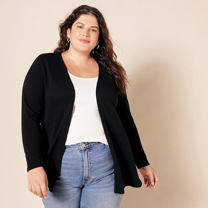 Amazon Essentials Women's Lightweight Long Sleeve Open-Front Cardigan Sweater (Available in Plus Size)