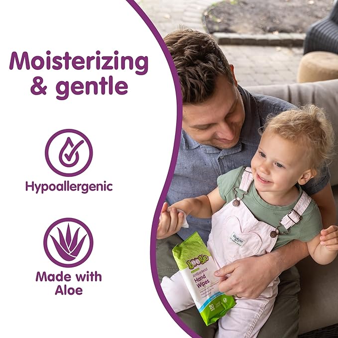 Boogie Antibacterial Hand Wipes by Boogie, Alcohol Free, Hypoallergenic and Moisturizing Aloe, for Kids and Adults -100 Total Wipes (5 Packs of 20)