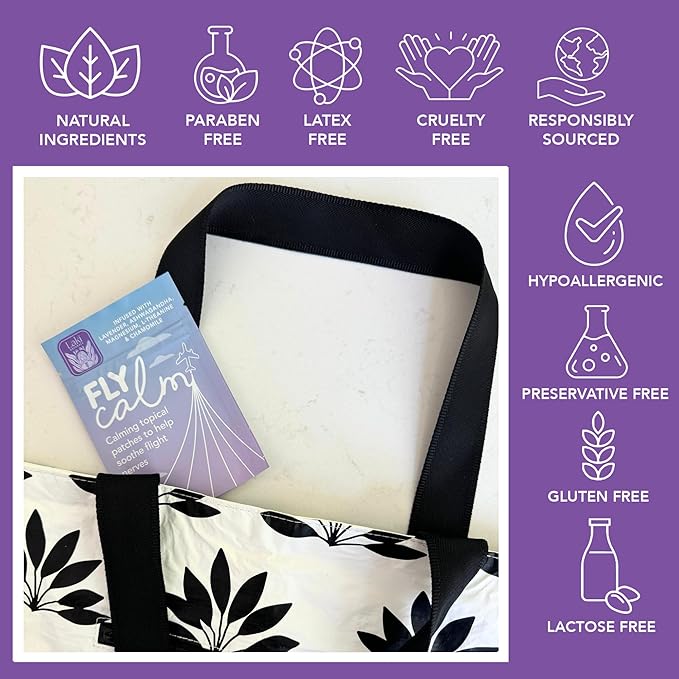 Laki Naturals Fly Calm Patch (1 Count, Pack of 8) - Relax Nerves, Support Stress - Natural Ingredients to Support Airplane Stress - Calm Your Fear of Flying Naturally