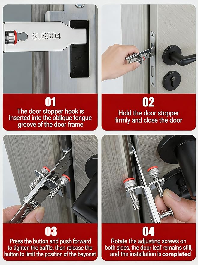 Portable Door Lock for Travel，Hotel Door Safety Locks from Inside，Quick No-Tool Installation, for Additional Safety and Privacy, Perfect for Traveling Hotel Home Apartment College
