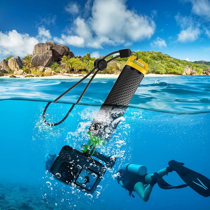 Floating Handle Grip Floaty Stick Waterproof Handler Accessory Compatible with GoPro Hero 13, 12, 11, 10, 9, 8, 7, 6, 5, 4, Session, 3+, 3, Hero(2018), Max, DJI Osmo Action Cameras (Yellow)