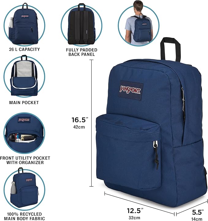 JanSport SuperBreak Plus Backpack with Padded 15-inch Laptop Sleeve and Integrated Bottle Pocket - Spacious and Durable Daypack for Work and Travel - Cactus Jansport