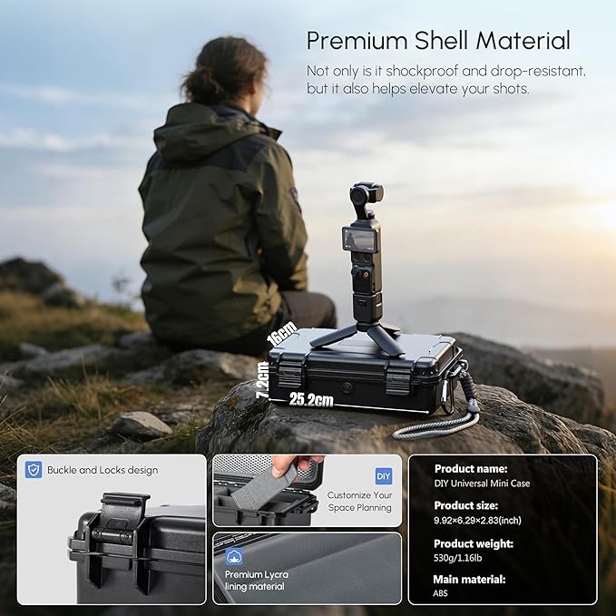 STARTRC PHOTO DIY Hard Case for DJI Osmo Pocket 4/3 Accessories, Portable Waterproof Camera Case, Travel Storage Bag Compatible with Osmo Action 5 Pro/6/OM 8/7P