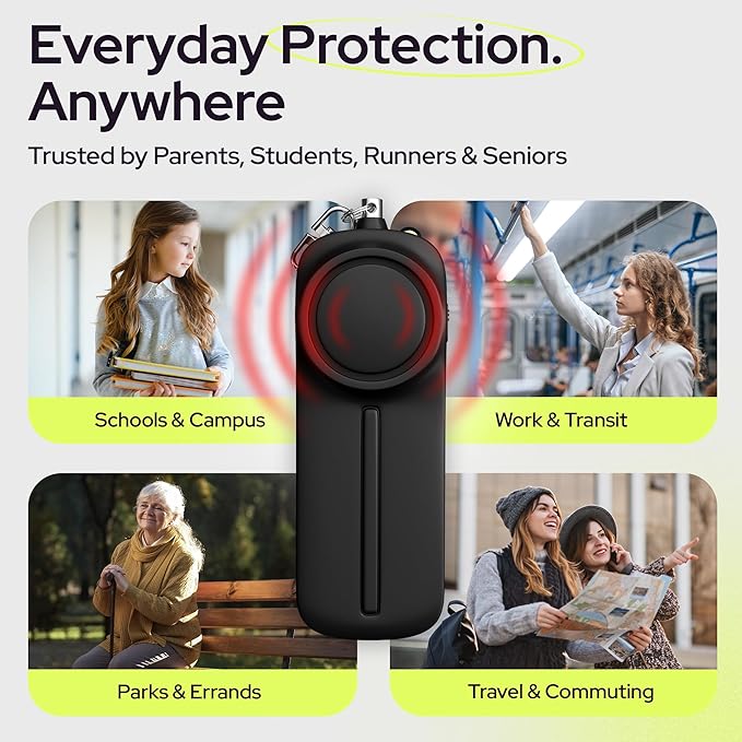 Weten Personal Safety Alarm Keychain - 2 Pack 130dB Siren, LED Light, Panic Pin – Compact Self-Defense Device and Emergency Whistle Alternative for Women, College, Travel, and Night Walk Protection