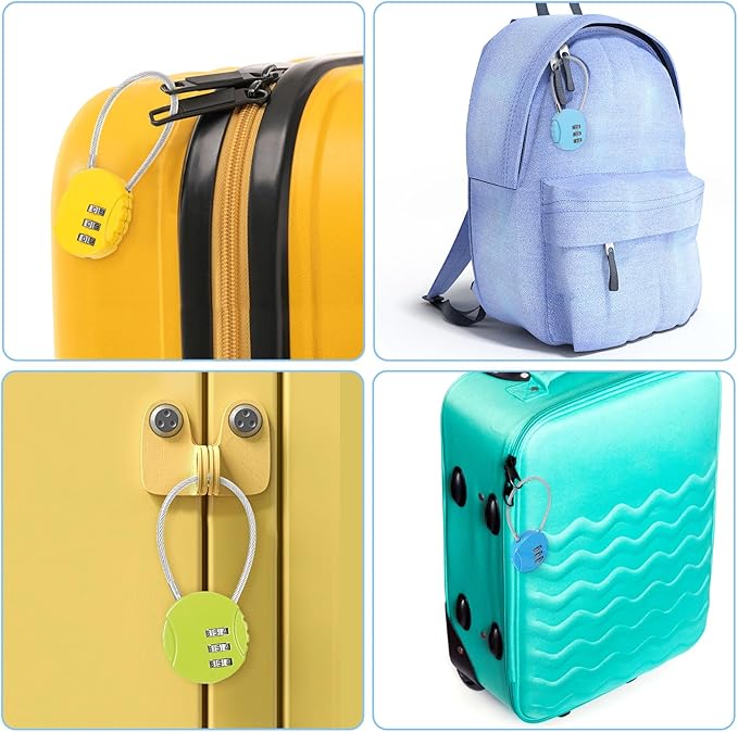 Moxweyeni 48 Pack Combination Wire Lock 3 Digit Small Combo Luggage Number Cable Padlock Outdoor Waterproof Resettable Lock for School Gym Locker Travel Backpack Suitcase Storage (Mixed Color)