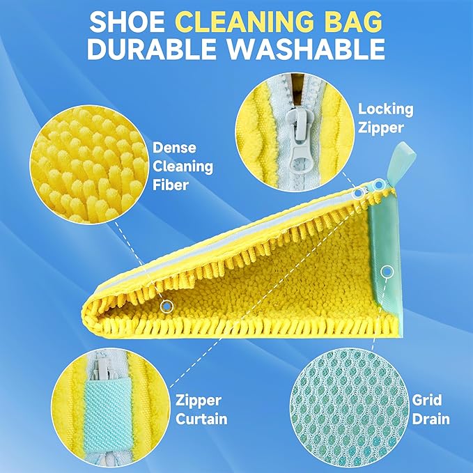 ShoeShaped Shoe Washing Machine Bag for Washer and Dryer, 2Pack, Reusable Laundry Shoe Bag, Shoe Cleaning Bags for Sneakers, Tennis and Various Shoes Types With Self-locking Zipper
