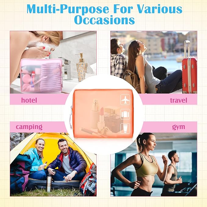4 Pack TSA Approved Travel Toiletry Bags Frosted Translucent Leak-proof Cosmetic Makeup Bags for Women Men Travel Organizer Airport Security(Pastel,8.5 x 6.3 x 2.9 Inch)