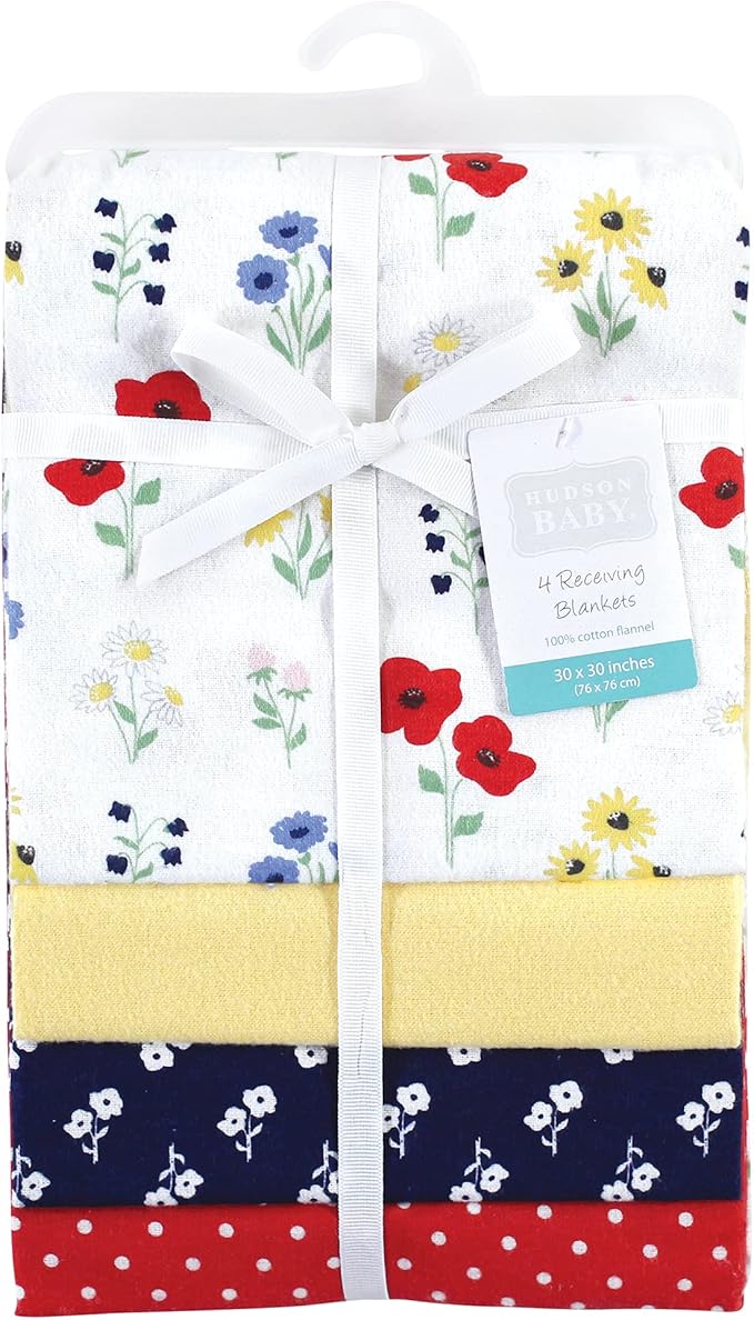 Hudson Baby Unisex Baby Cotton Flannel Receiving Blankets, Wildflower, One Size